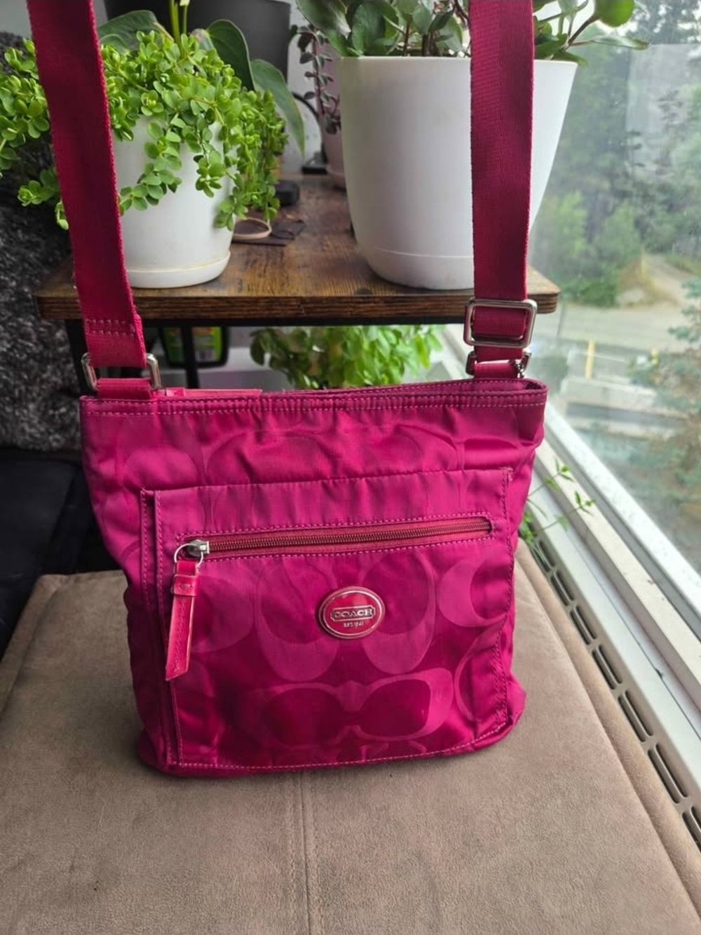 Coach Hot Pink Signature Crossbody Bag